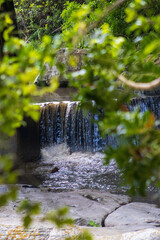 small waterfall from a stream in the forest
