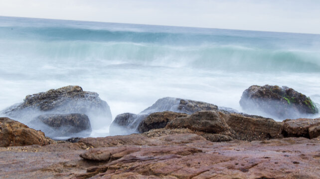 waves on rocks on the coast