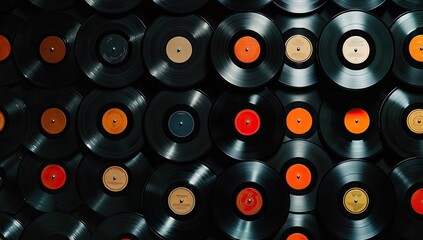 Stacked vinyl records