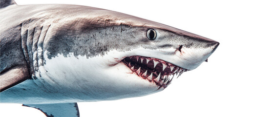 Side-view Shark swimming Isolated on Transparent Background, Cut Out, Collection Aquatic Animals