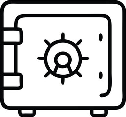 Secure Safety Deposit Box Icon Outline Vector Illustration of a Locked Safe