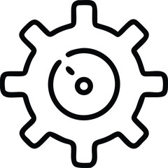 Streamlined Business System Outline Icon of a Settings Gear for Enhanced Efficiency and Productivity