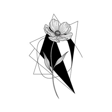 recommend clip art: Minimalist Floral Line Art with Geometric Shapes