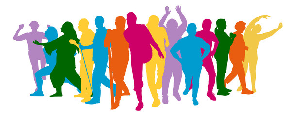 Bunte Silhouetten von Senioren bei Sport und Bewegung