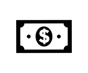 Bold black silhouette of stylized banknote american dollar. Cash money. Finance icon. Financial infographic elements and symbols for web design  illustration on transparent background. 
