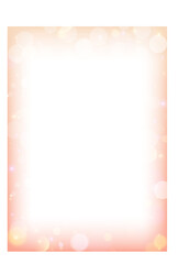 Gradient pastel frame with golden bokeh. Abstract border. Cute yellow templates with blurred transparent edge. Girly soft decorative banner and poster.