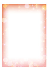 Gradient pastel frame with golden bokeh. Abstract border. Cute yellow templates with blurred transparent edge. Girly soft decorative banner and poster.