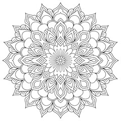 abstract floral ornament mandala flower coloring page