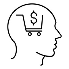  head with a shopping chart icon