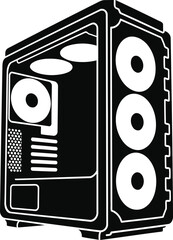 Vector Illustration of a Modern PC Case, Transparent Background.
