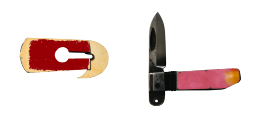 Vintage Folding Knife with Old Can Opener Tool, cut out transparent