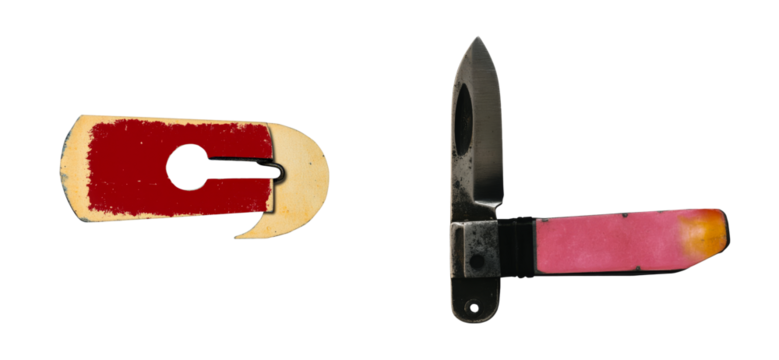 Vintage Folding Knife with Old Can Opener Tool, cut out transparent