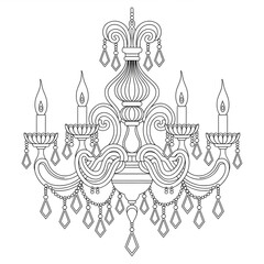 chandelier illustration vector style coloring page