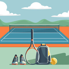 Sport Game Tennis Court Ball Racket Backpack Club