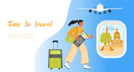 Tourism Travel Tourist Airplane Woman France Trip