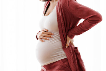 Pregnancy Pain. Cropped Shot Of Young Pregnant Lady Feeling Unwell At Home, Millennial Female...