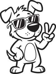 Obraz premium Cool Cartoon Dog with Sunglasses and Peace Sign