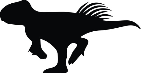 Black silhouette of a spinosaurus isolated on transparent background