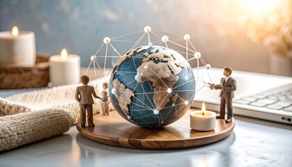Global connectivity conceptualization with miniature figures fostering collaboration