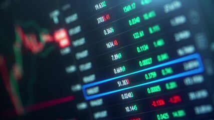 trading number report forex currency exchange in close up display video backgrounds 4k - Powered by Adobe