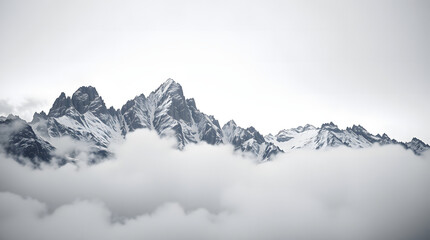 Landscape Photography of Mountains Covered in Snow. Generative Ai
