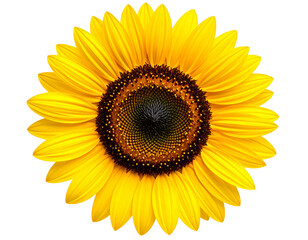 Fototapeta premium Bright Sunflower with Visible Seed Texture, isolated on a transparent background