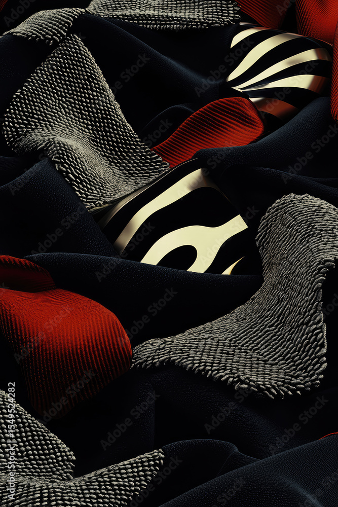 Aufkleber luxurious textures and patterns intertwine in dynamic composition, featuring rich colors like red an
