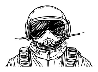 fighter pilot portrait sketch vector illustration © Kaz