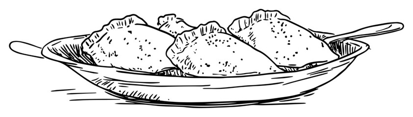 hand drawn bowl of ice cream scoops in sketch style