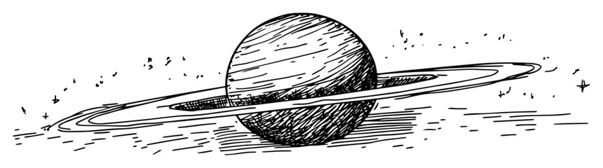 hand drawn saturn with rings in sketch style © Kaz