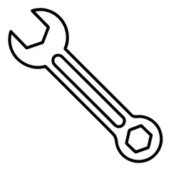 Hand Tool Wrench Line Drawing Vector