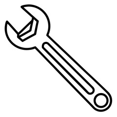 Hand Tool Wrench Line Drawing Vector