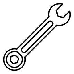 Hand Tool Wrench Line Drawing Vector