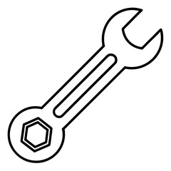 Hand Tool Wrench Line Drawing Vector