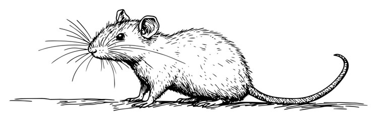 Fototapeta premium hand drawn mouse in sketch style side view