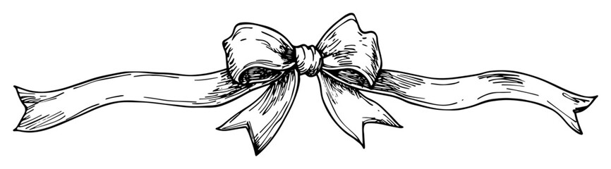 ribbon bow decorative banner sketch vector
