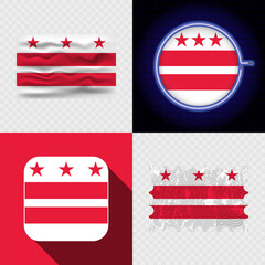 Creative District of Columbia Flag Icon Set Collection.