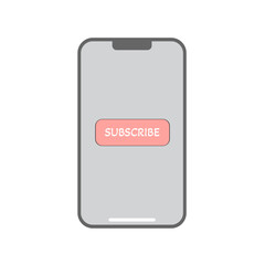 Subscribe Button on Smartphone Screen – Flat Icon