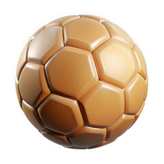 3d render of a golden soccer ball isolated on transparent background for sports imagery