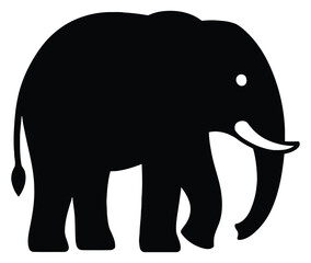Elephant silhouette vector art illustration, Black and white vector icon, eps 10 on a transparent background fully editable file