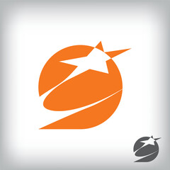Speech bubble shooting star logo. Unique design identity. Geometric flat logo template.