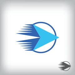 Forward play sign logo. Unique design identity. Geometric technology flat logo template.