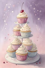 birthday cake with candles and flowers