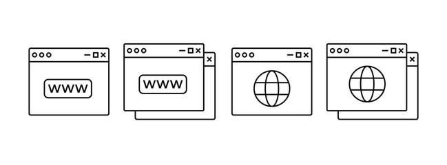 Website icon vector set. Browser window symbol