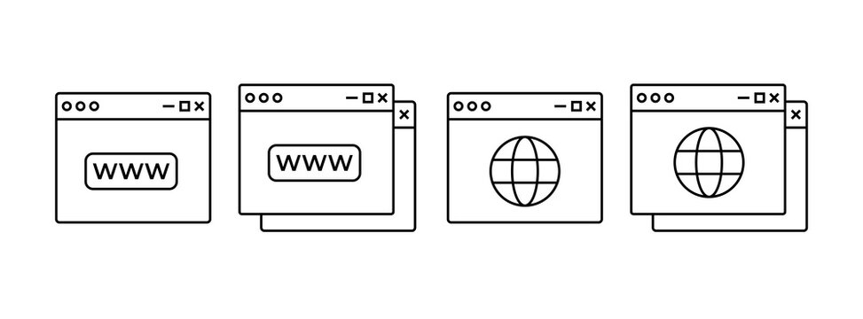Website icon vector set. Browser window symbol