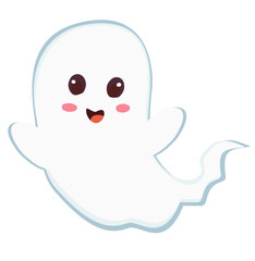Fototapeta premium Cute cartoon ghost illustration for Halloween, perfect for kids, decorations, and spooky designs. 