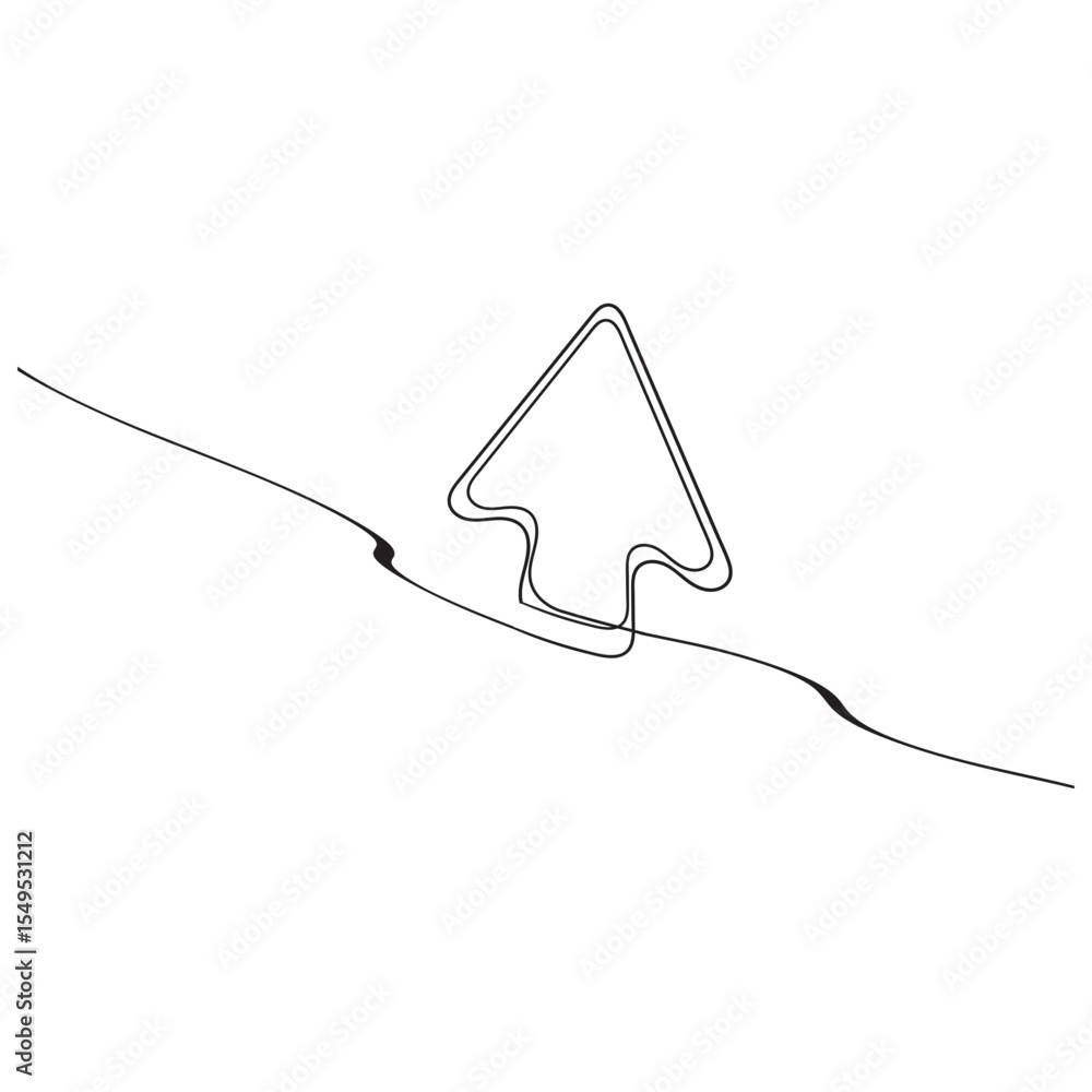 Fototapete Arrow cursor sign line continuous drawing vector. One line Arrow cursor vector background. Arrow cursor icon. Continuous outline of Arrow cursor. Linear Arrows cursors designs.