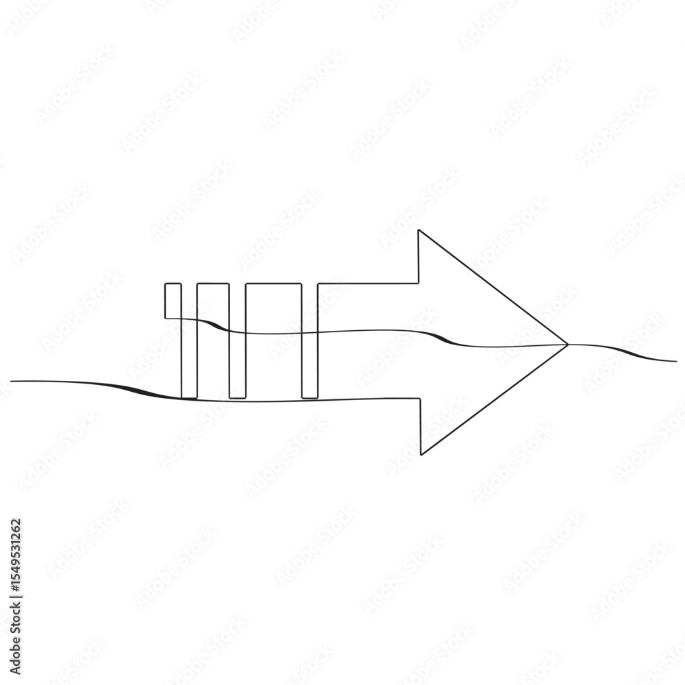 Fototapete Arrow cursor sign line continuous drawing vector. One line Arrow cursor vector background. Arrow cursor icon. Continuous outline of Arrow cursor. Linear Arrows cursors designs.