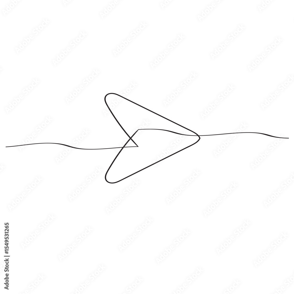 Fototapete Arrow cursor sign line continuous drawing vector. One line Arrow cursor vector background. Arrow cursor icon. Continuous outline of Arrow cursor. Linear Arrows cursors designs.