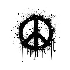 Peace Sign Silhouette Grunge Splatter and Dripping Spray Effects